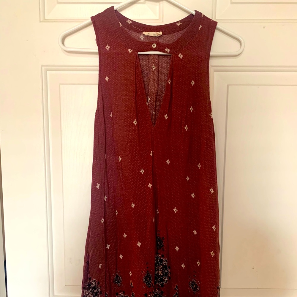 Bohemian Red Flowy Mini Dress